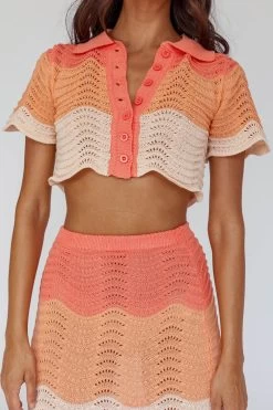 May Blooms Button Up Crop Top Tangerine 11 May Blooms Button Up Crop Top Tangerine -Fashion women's clothing SN0090D T 20TANGERINE 4