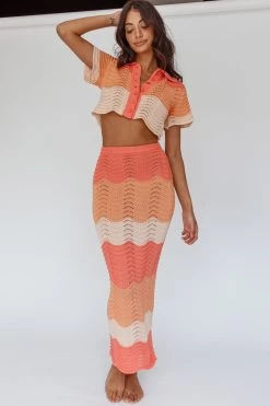 May Blooms Button Up Crop Top Tangerine 15 May Blooms Button Up Crop Top Tangerine -Fashion women's clothing SN0090D T 20TANGERINE 8