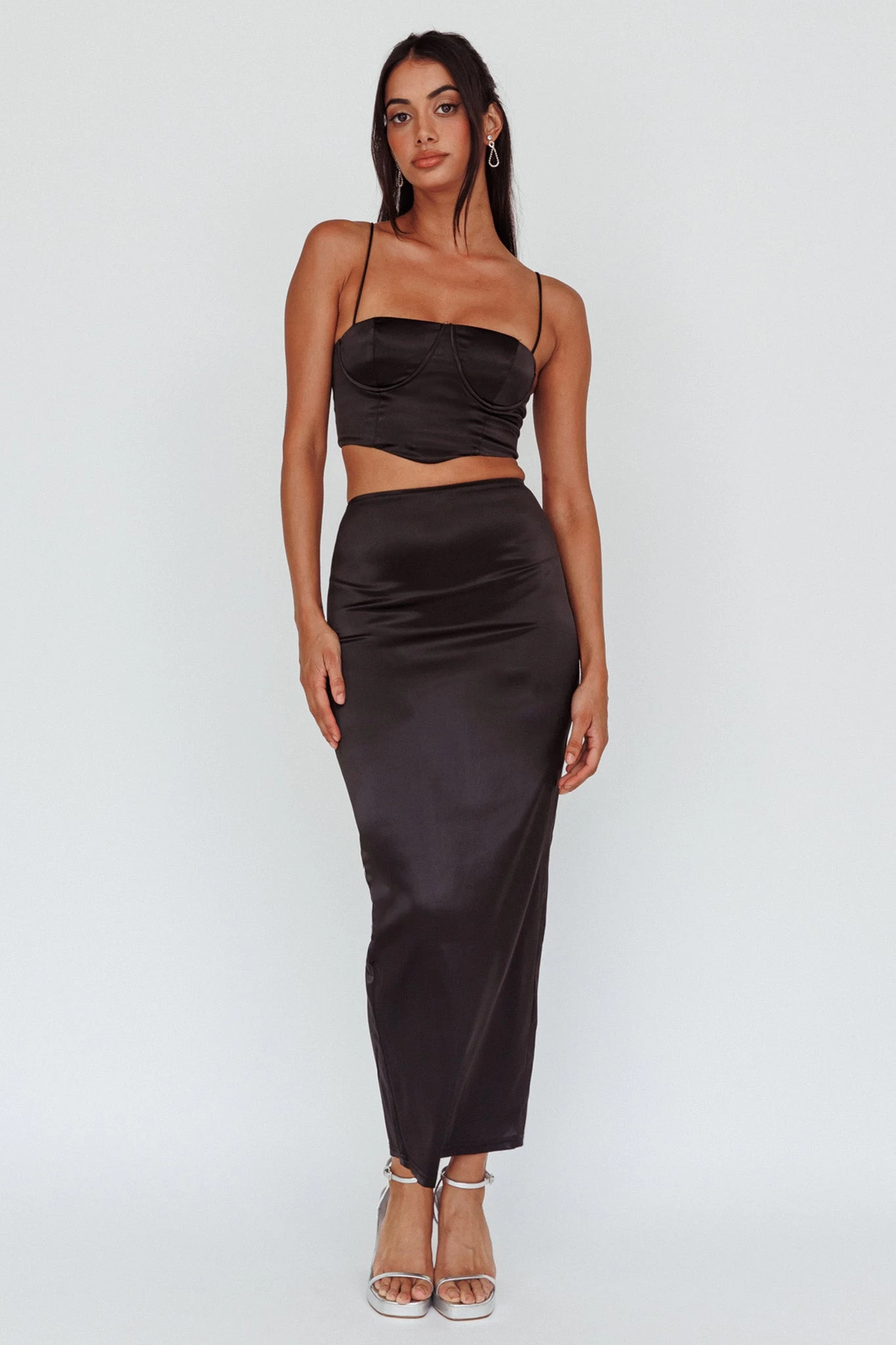 Zeina Satin Crop Top Black 3 Zeina Satin Crop Top Black - Image 3