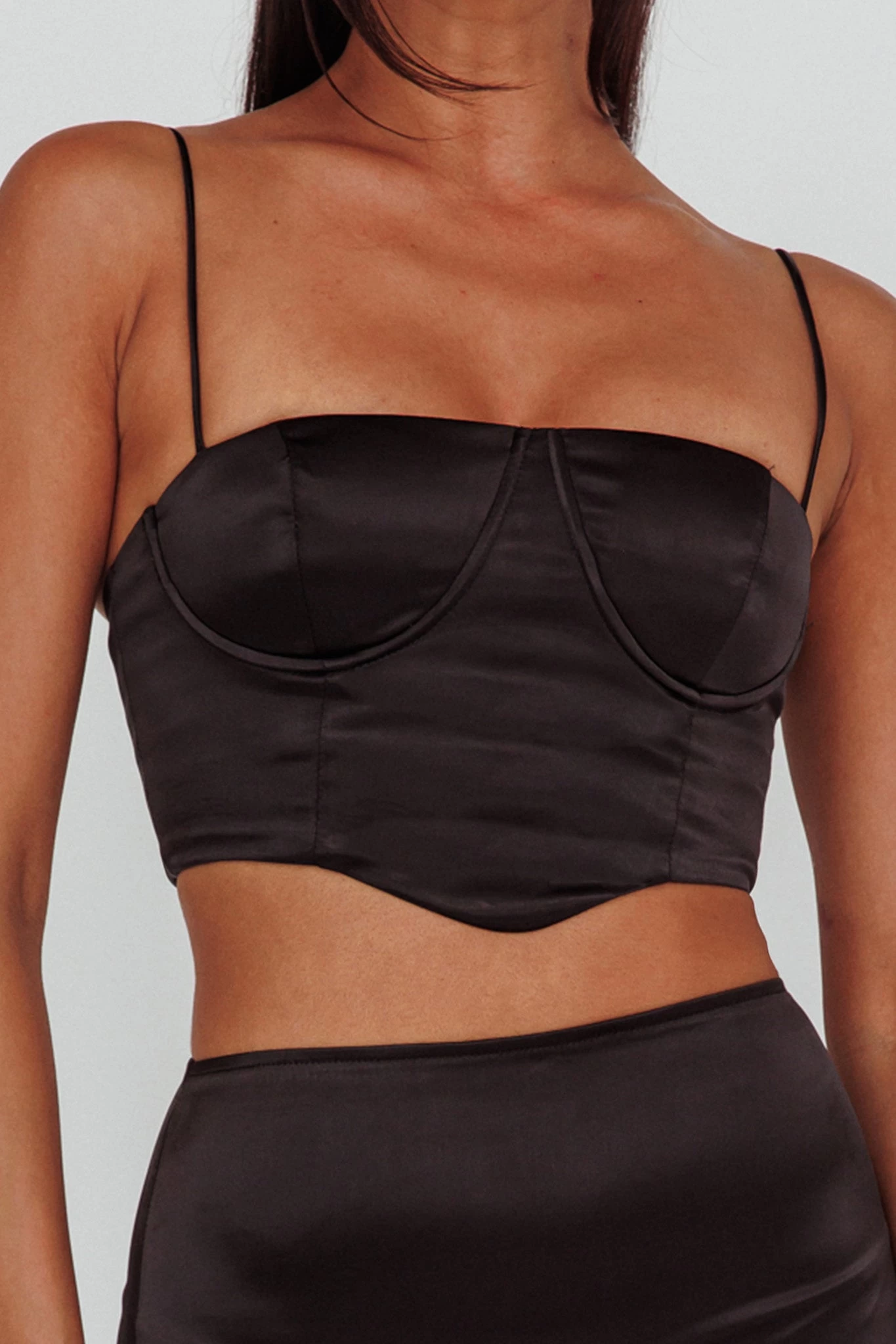 Zeina Satin Crop Top Black 4 Zeina Satin Crop Top Black - Image 4