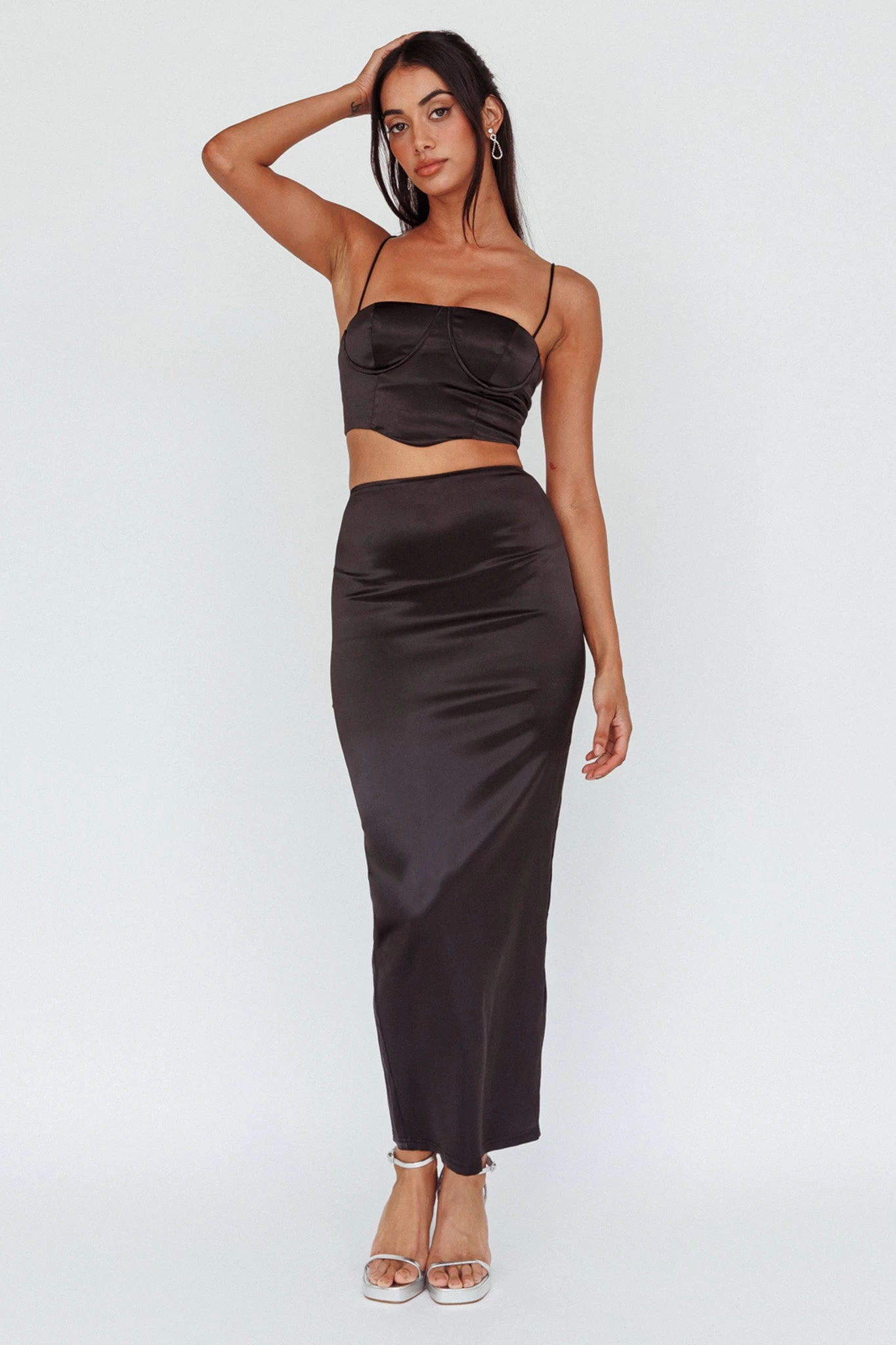 Zeina Satin Crop Top Black 6 Zeina Satin Crop Top Black - Image 6