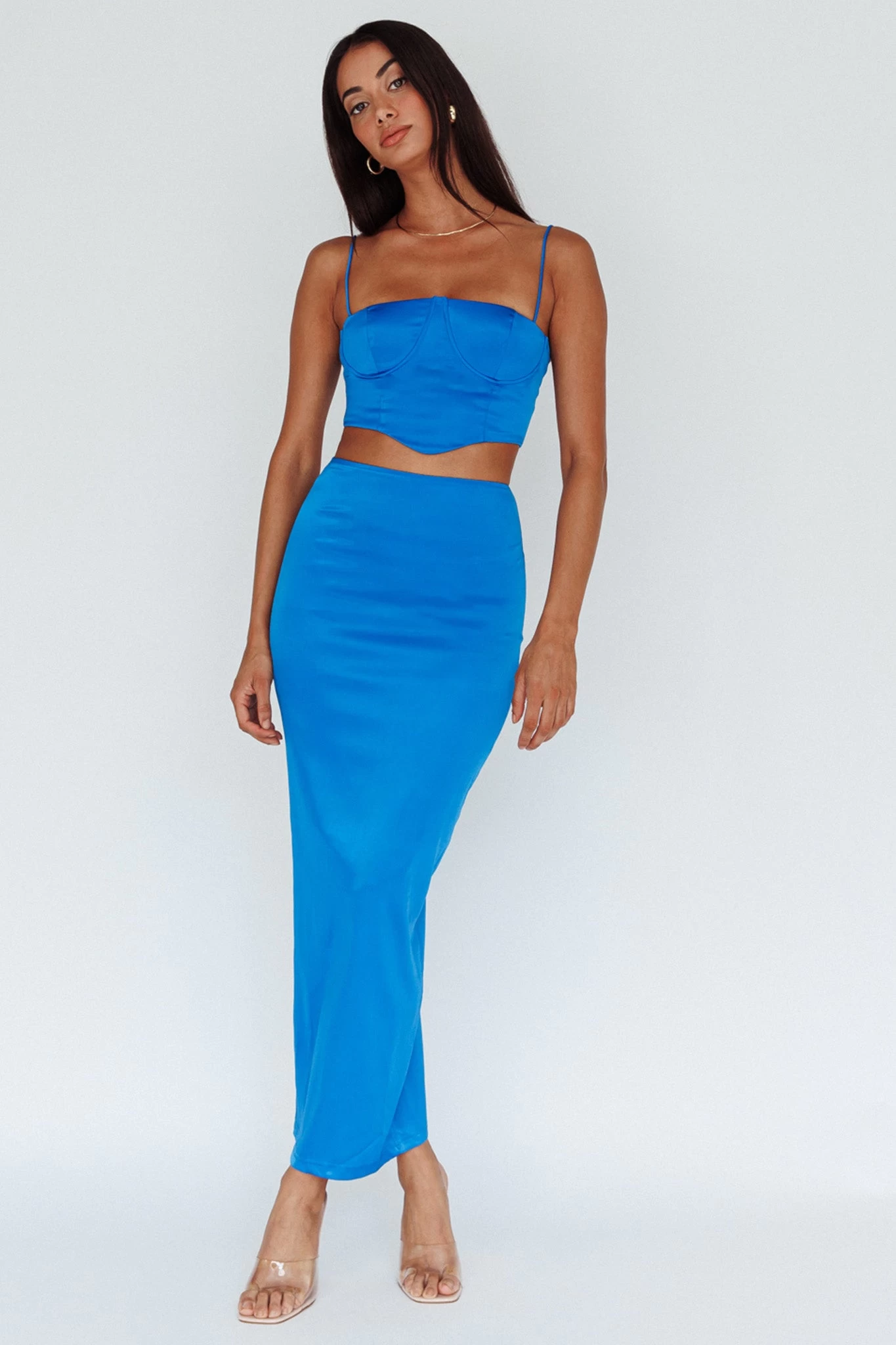 Zeina Satin Crop Top Blue 3 Zeina Satin Crop Top Blue - Image 3