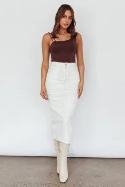 Thalia Pocket Midi Skirt White -Fashion women's clothing SN0123D01 20WHITE 2