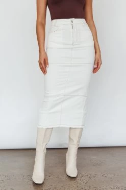 Thalia Pocket Midi Skirt White -Fashion women's clothing SN0123D01 20WHITE 4
