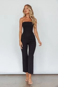 What's The Catch Strapless Jumpsuit Black