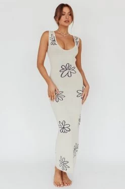 Sunland Knit Maxi Dress Flower Cream 10 Sunland Knit Maxi Dress Flower Cream -Fashion women's clothing SN0151H 20CREAM 2