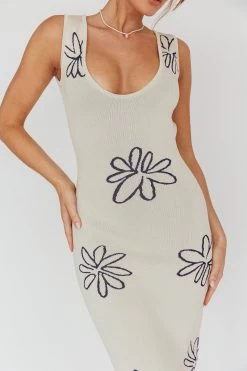 Sunland Knit Maxi Dress Flower Cream 11 Sunland Knit Maxi Dress Flower Cream -Fashion women's clothing SN0151H 20CREAM 4