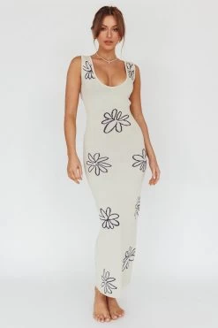 Sunland Knit Maxi Dress Flower Cream 12 Sunland Knit Maxi Dress Flower Cream -Fashion women's clothing SN0151H 20CREAM 5
