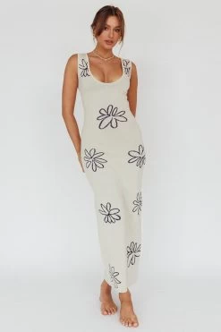 Sunland Knit Maxi Dress Flower Cream 13 Sunland Knit Maxi Dress Flower Cream -Fashion women's clothing SN0151H 20CREAM 6