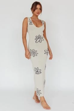 Sunland Knit Maxi Dress Flower Cream 15 Sunland Knit Maxi Dress Flower Cream -Fashion women's clothing SN0151H 20CREAM 8