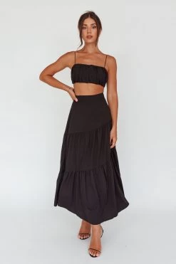 Bondi Waist Tie Maxi Skirt Black