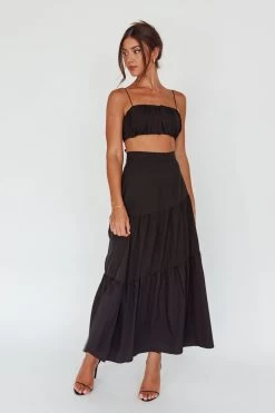 Bondi Waist Tie Maxi Skirt Black -Fashion women's clothing SR0008J S 20BLACK 2