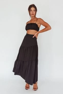 Bondi Waist Tie Maxi Skirt Black -Fashion women's clothing SR0008J S 20BLACK 5