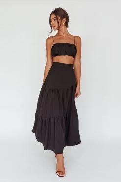 Bondi Waist Tie Maxi Skirt Black -Fashion women's clothing SR0008J S 20BLACK 6