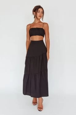 Bondi Waist Tie Maxi Skirt Black -Fashion women's clothing SR0008J S 20BLACK 7