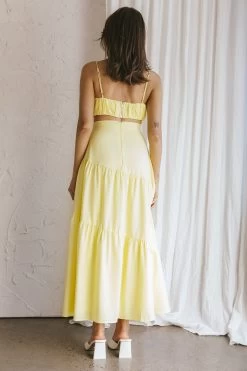 Bondi Waist Tie Maxi Skirt Lemon -Fashion women's clothing SR0008J S 20LEMON 6