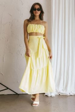 Bondi Waist Tie Maxi Skirt Lemon -Fashion women's clothing SR0008J S 20LEMON 7