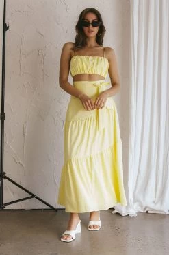 Bondi Waist Tie Maxi Skirt Lemon -Fashion women's clothing SR0008J S 20LEMON 8