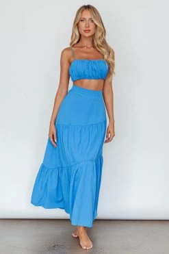 Bondi Waist Tie Maxi Skirt Sapphire -Fashion women's clothing SR0008J S 20SAPPHIRE 5