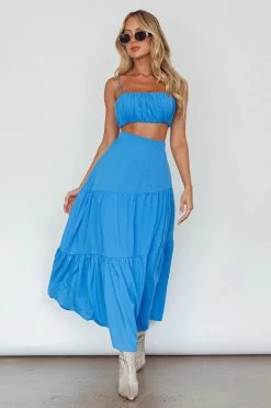 Bondi Waist Tie Maxi Skirt Sapphire -Fashion women's clothing SR0008J S 20SAPPHIRE 6
