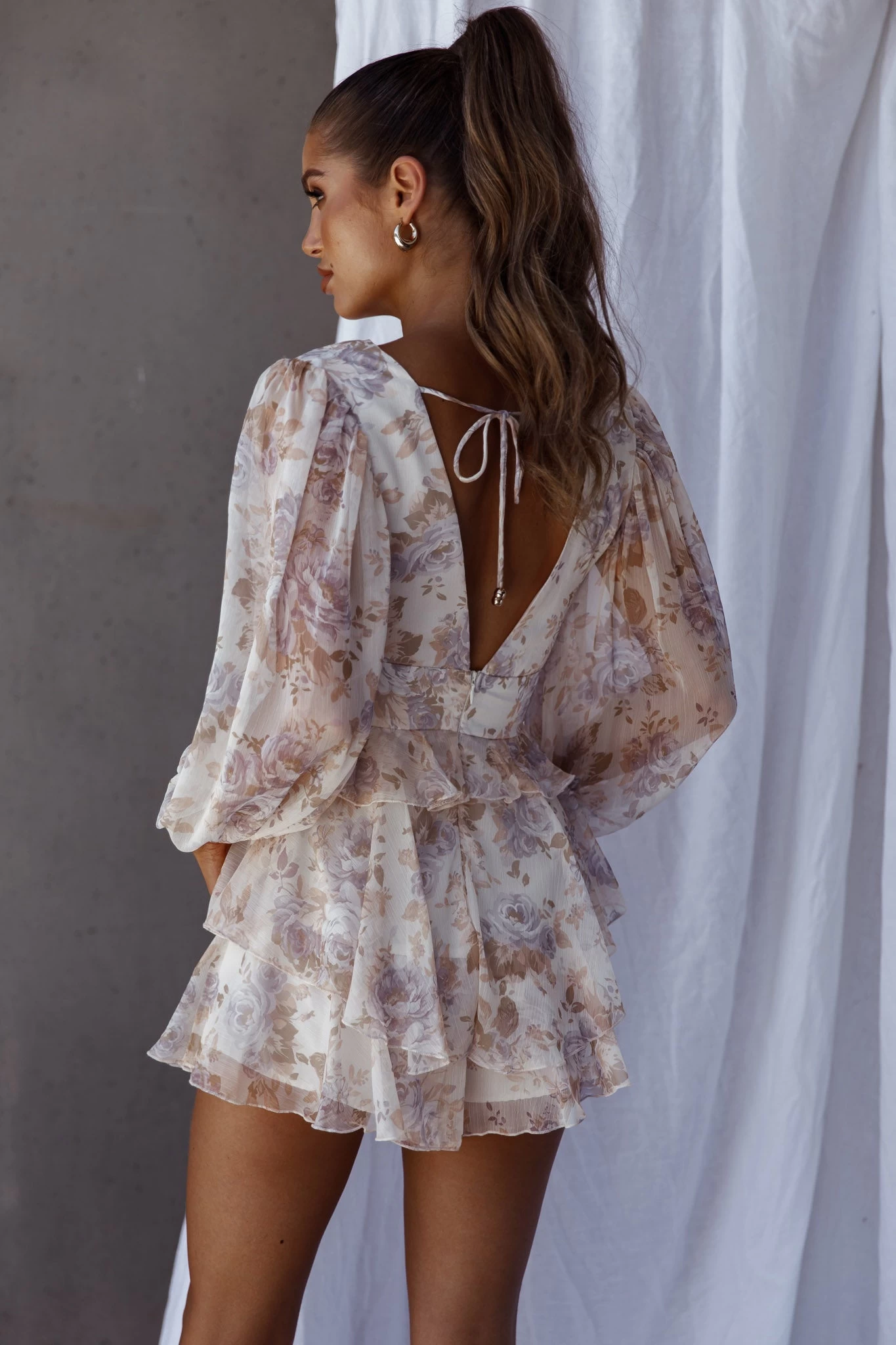 La Nena Frill Trim Flounce Romper Floral Cream 2 La Nena Frill Trim Flounce Romper Floral Cream - Image 2