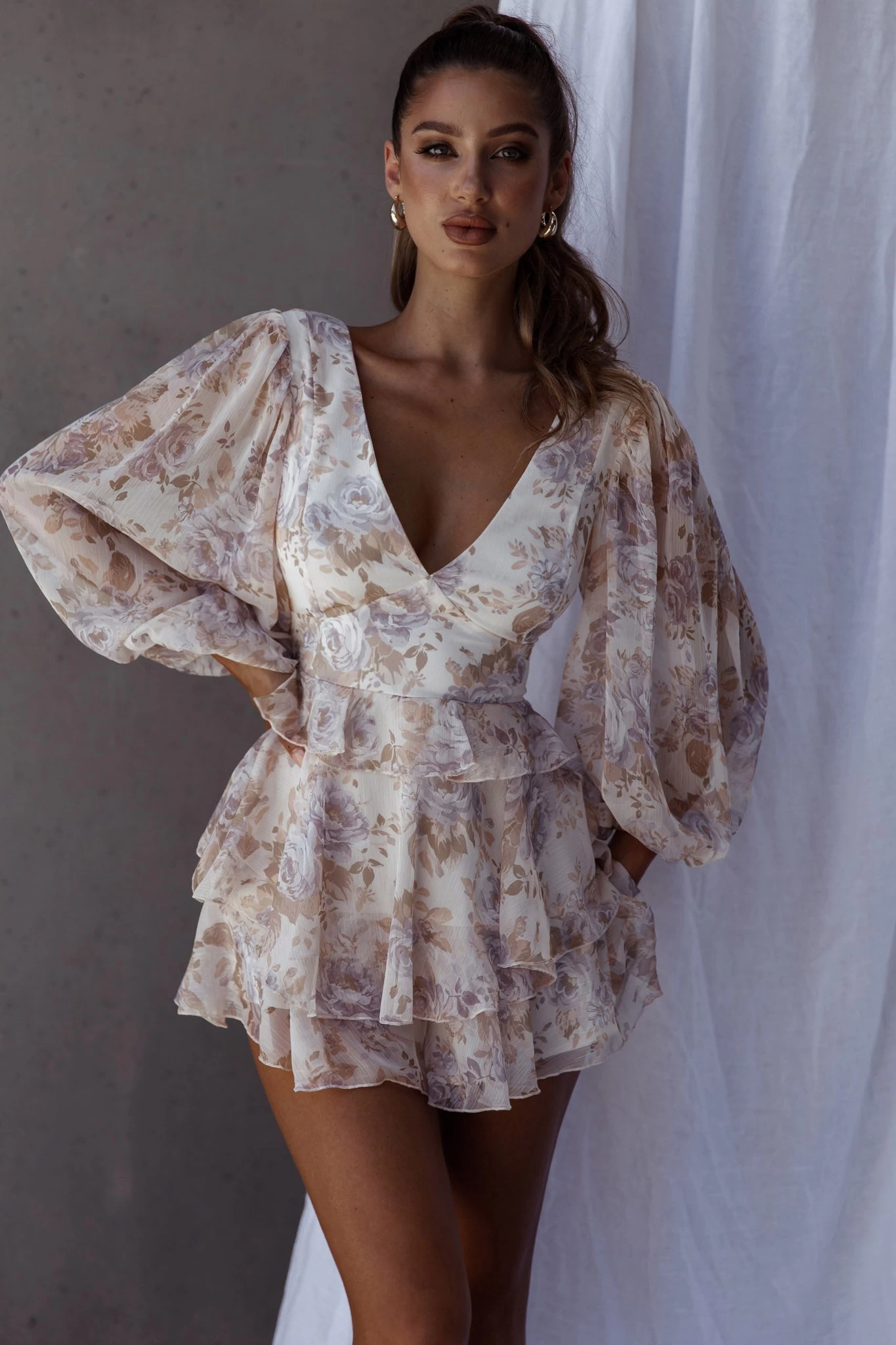 La Nena Frill Trim Flounce Romper Floral Cream 5 La Nena Frill Trim Flounce Romper Floral Cream - Image 5