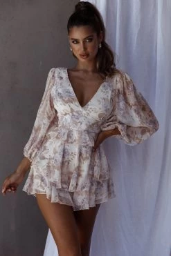 La Nena Frill Trim Flounce Romper Floral Cream 13 La Nena Frill Trim Flounce Romper Floral Cream -Fashion women's clothing SR0140D 20CREAM 6