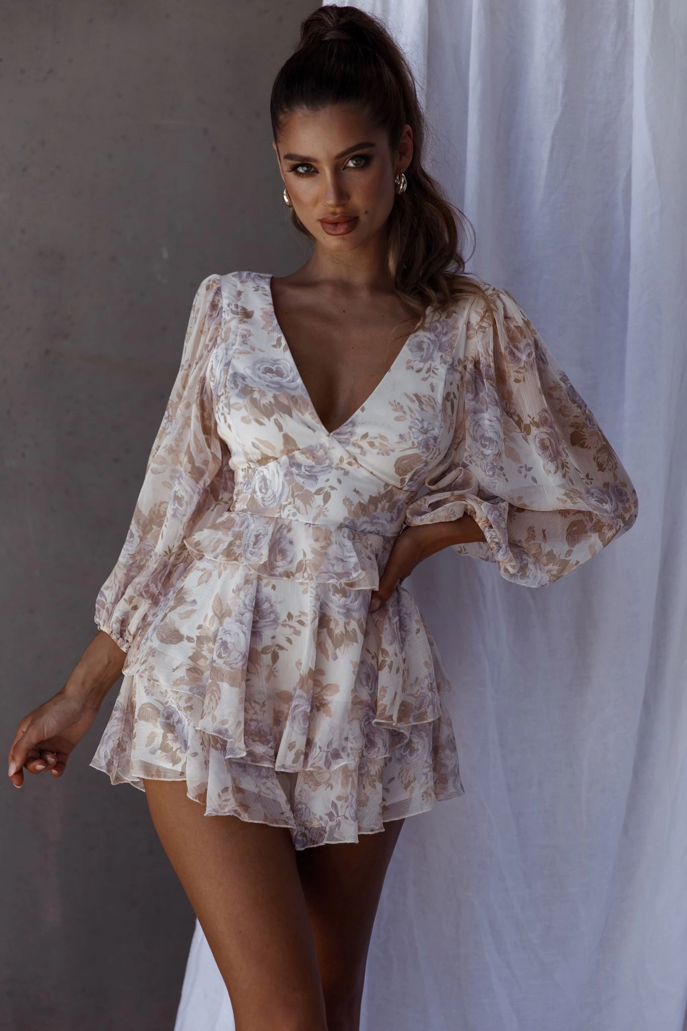 La Nena Frill Trim Flounce Romper Floral Cream 6 La Nena Frill Trim Flounce Romper Floral Cream - Image 6