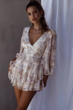 La Nena Frill Trim Flounce Romper Floral Cream 15 La Nena Frill Trim Flounce Romper Floral Cream -Fashion women's clothing SR0140D 20CREAM 8