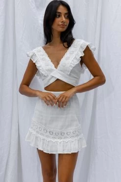 Just Bliss Embroidered Trim Mini Skirt White -Fashion women's clothing SR0218B01 S 20OFF 20WHITE 7