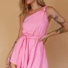 Summer Lover One-Shoulder Romper Pink