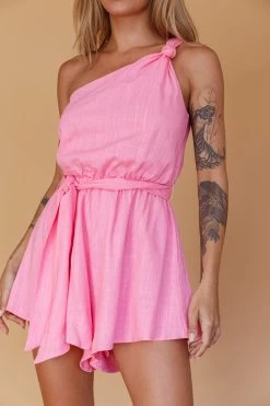 Summer Lover One-Shoulder Romper Pink -Fashion women's clothing SR0255J03 20PINK 4