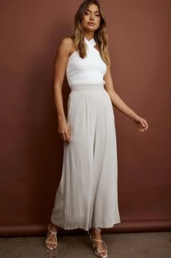 La Romana High Waisted Wide Leg Pants Sand -Fashion women's clothing SR0280B 20SAND 2