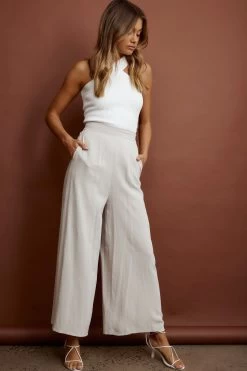 La Romana High Waisted Wide Leg Pants Sand -Fashion women's clothing SR0280B 20SAND 6