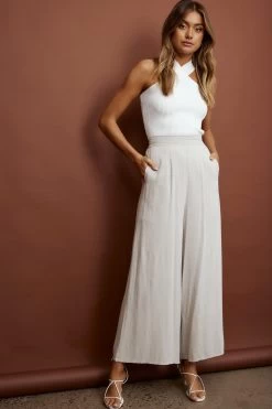 La Romana High Waisted Wide Leg Pants Sand -Fashion women's clothing SR0280B 20SAND 8