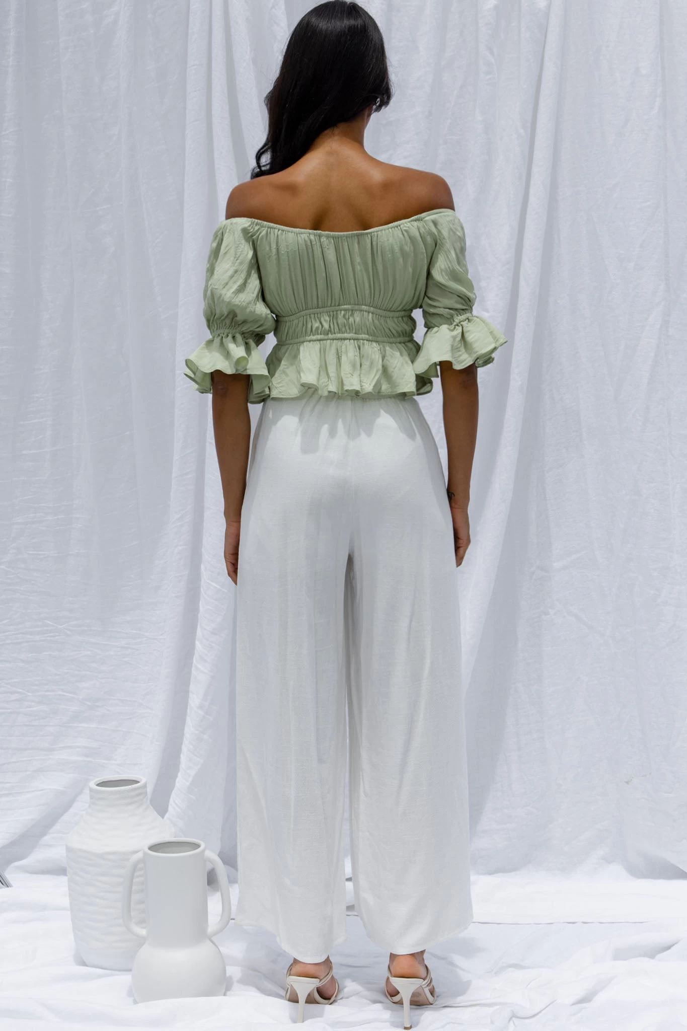 La Romana High Waisted Wide Leg Pants White 2 La Romana High Waisted Wide Leg Pants White - Image 2