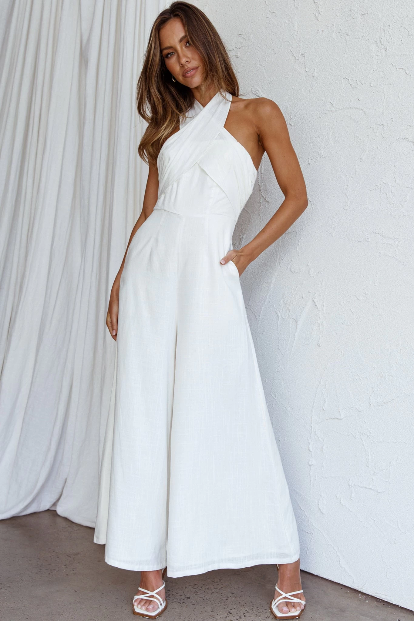 Stars Align Halterneck Jumpsuit White 8 Stars Align Halterneck Jumpsuit White - Image 8