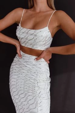 Maree Pleated Bust Crop Top White -Fashion women's clothing SR0517D T 20WHITE 4