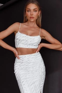 Maree Pleated Bust Crop Top White -Fashion women's clothing SR0517D T 20WHITE 6