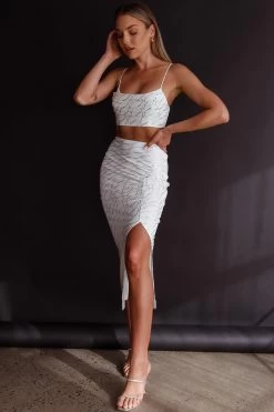 Maree Pleated Bust Crop Top White -Fashion women's clothing SR0517D T 20WHITE 7