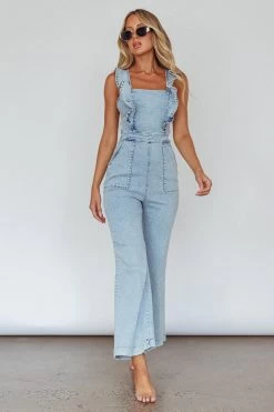 Nola Flared Ruffle Jumpsuit Blue -Fashion women's clothing SR0540D 20BLUE 2