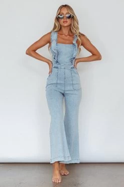 Nola Flared Ruffle Jumpsuit Blue -Fashion women's clothing SR0540D 20BLUE 4