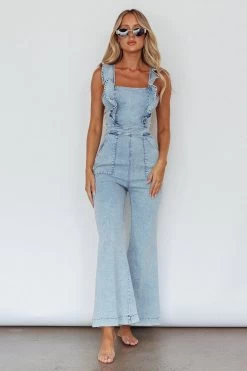 Nola Flared Ruffle Jumpsuit Blue -Fashion women's clothing SR0540D 20BLUE 6