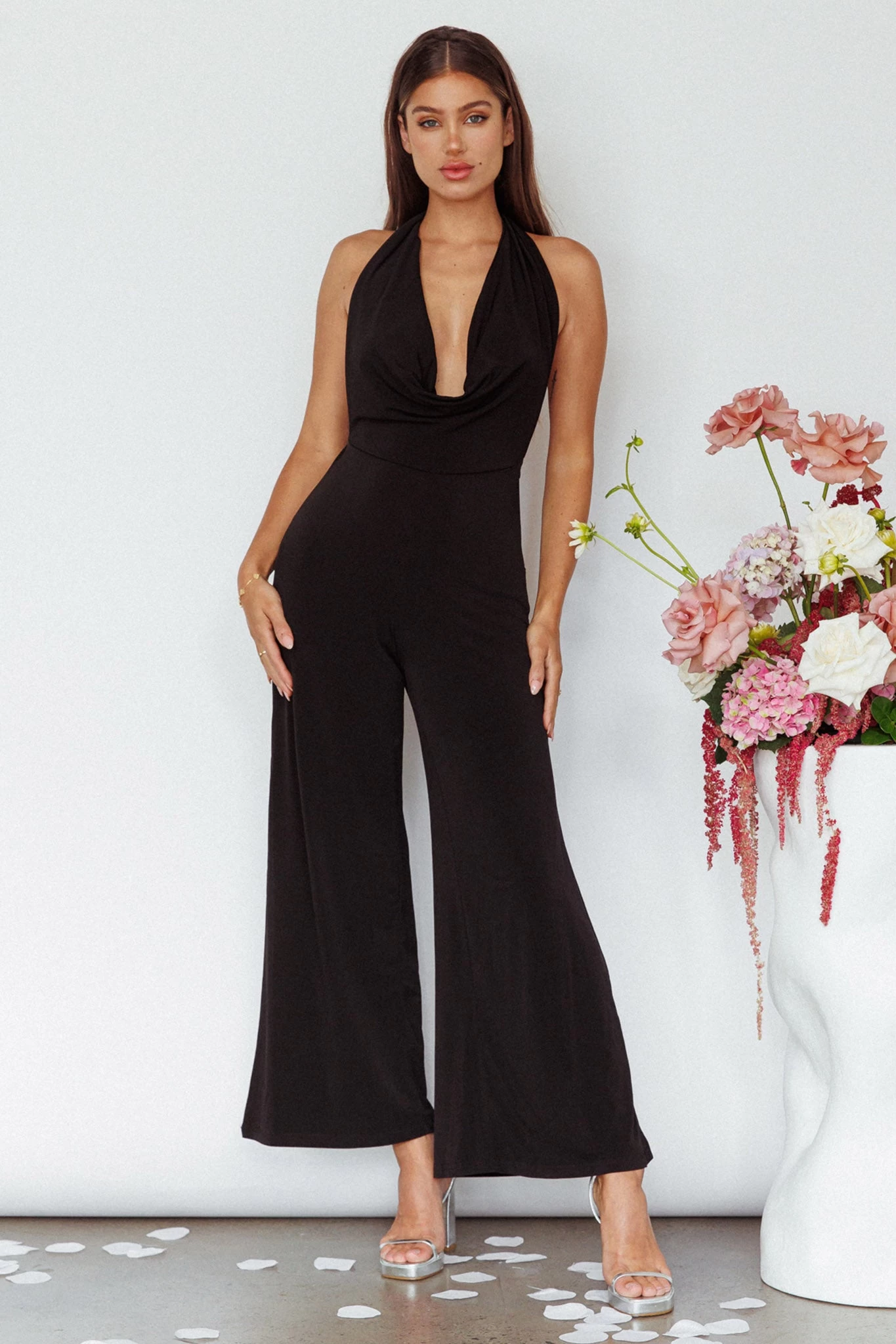 Emanuella Halterneck Split Jumpsuit Black 1 Emanuella Halterneck Split Jumpsuit Black