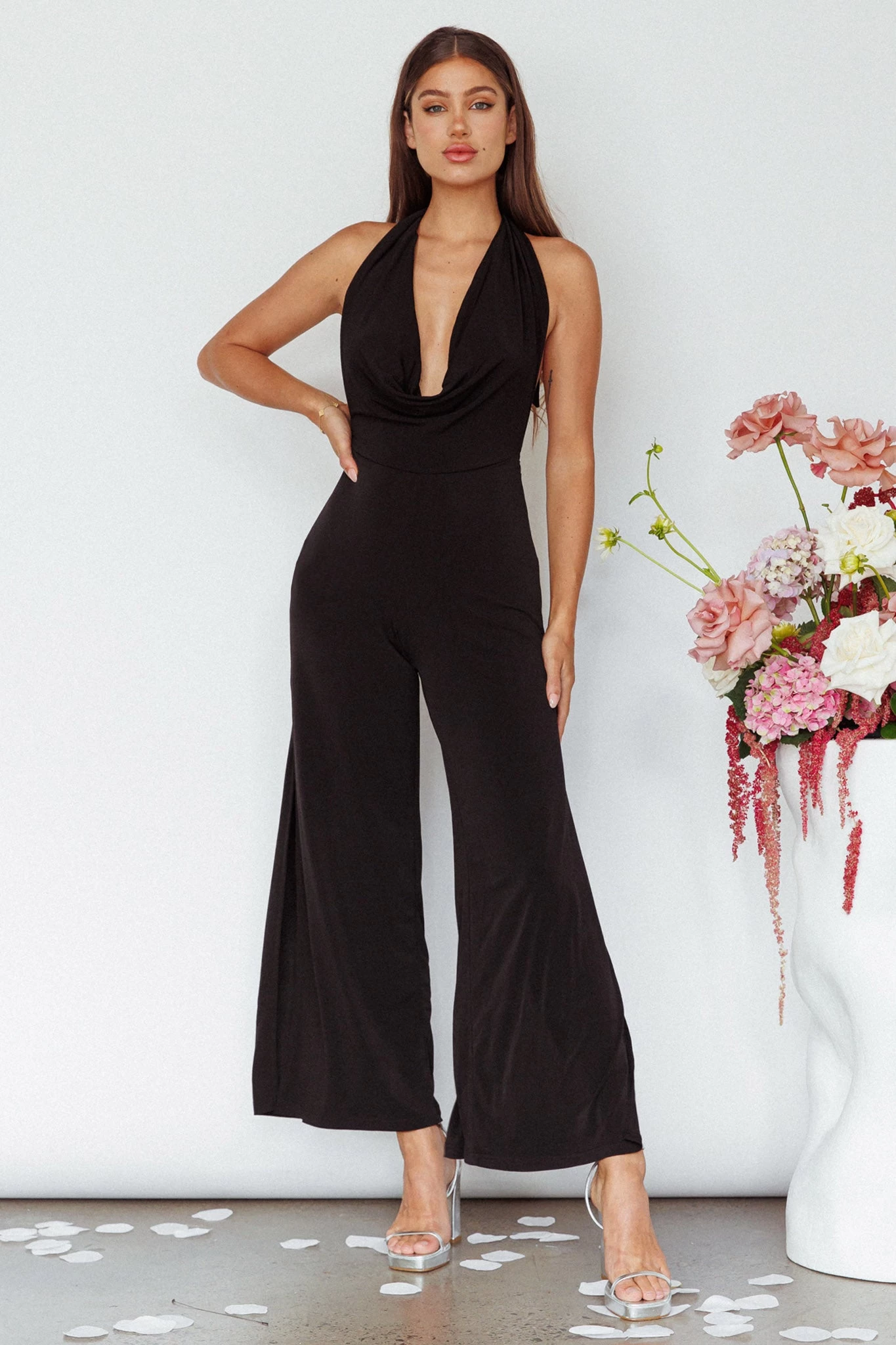 Emanuella Halterneck Split Jumpsuit Black 7 Emanuella Halterneck Split Jumpsuit Black - Image 7