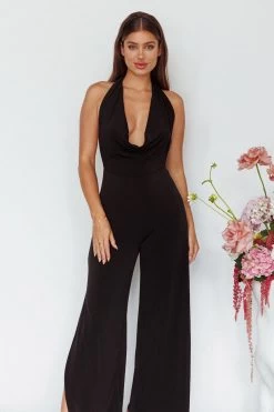 Emanuella Halterneck Split Jumpsuit Black 15 Emanuella Halterneck Split Jumpsuit Black -Fashion women's clothing SR0546J01 20BLACK 8