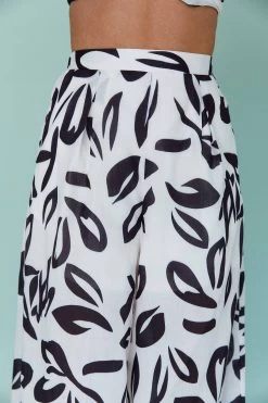 Randi Wide Leg Pants Leaf Print Black 11 Randi Wide Leg Pants Leaf Print Black -Fashion women's clothing SR0556J P 20BLACK 4