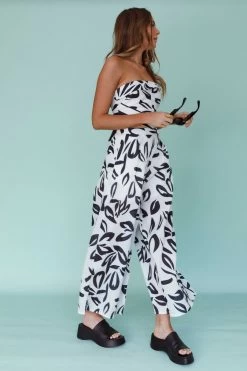 Randi Wide Leg Pants Leaf Print Black 14 Randi Wide Leg Pants Leaf Print Black -Fashion women's clothing SR0556J P 20BLACK 7