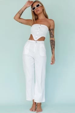 Uptown Wide Leg Pants White -Fashion women's clothing SR0582J01 P 20WHITE 6