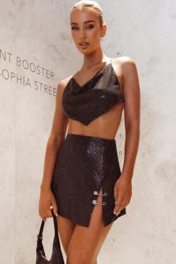 Aleigh Chain Strap Crop Top Black -Fashion women's clothing SR0611J TBLACK 6